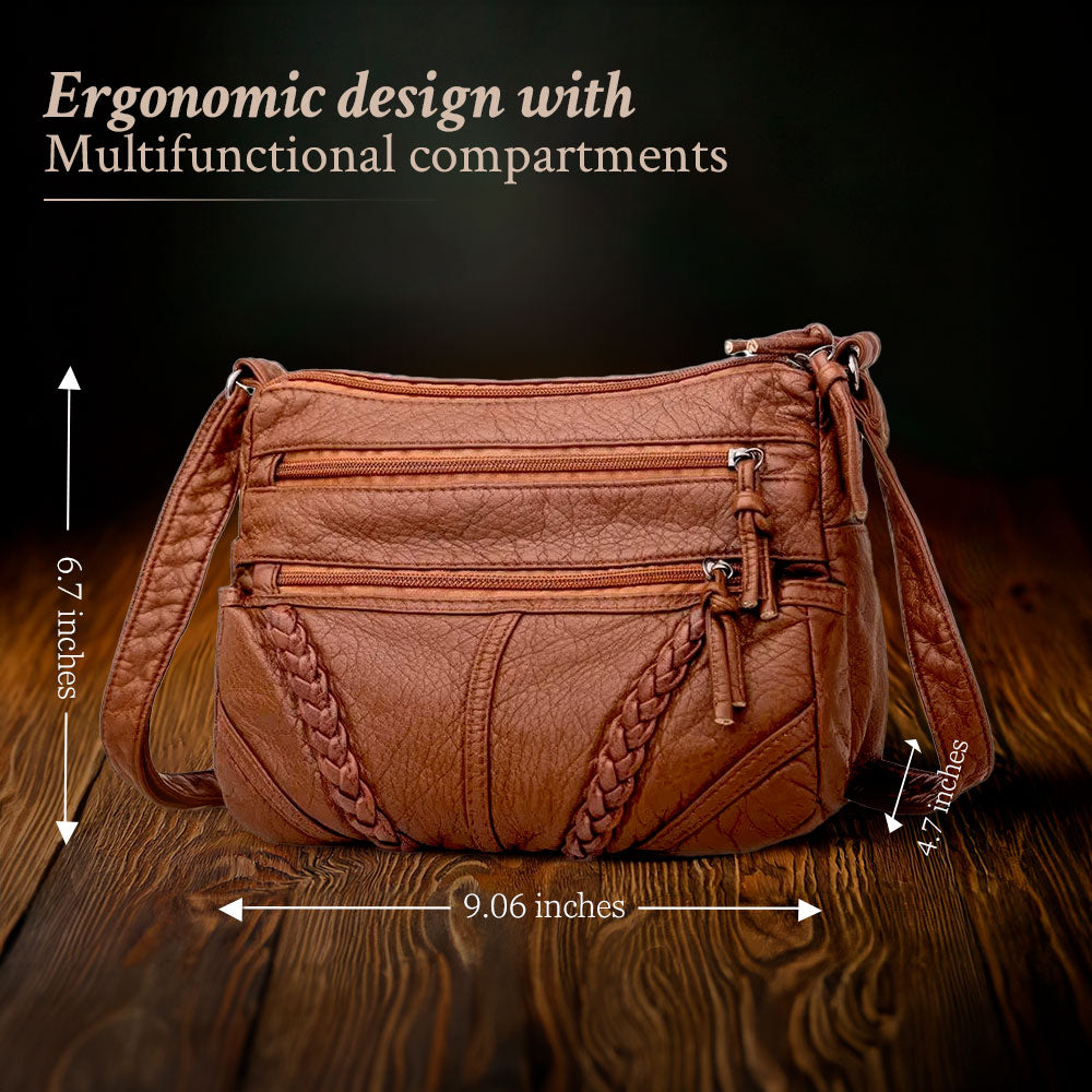 Elegante Schoudertas Dames Bruin Zwart Crossbody Kunstleer Klassiek Design Dagelijks Gebruik Stijlvol | Sulvida