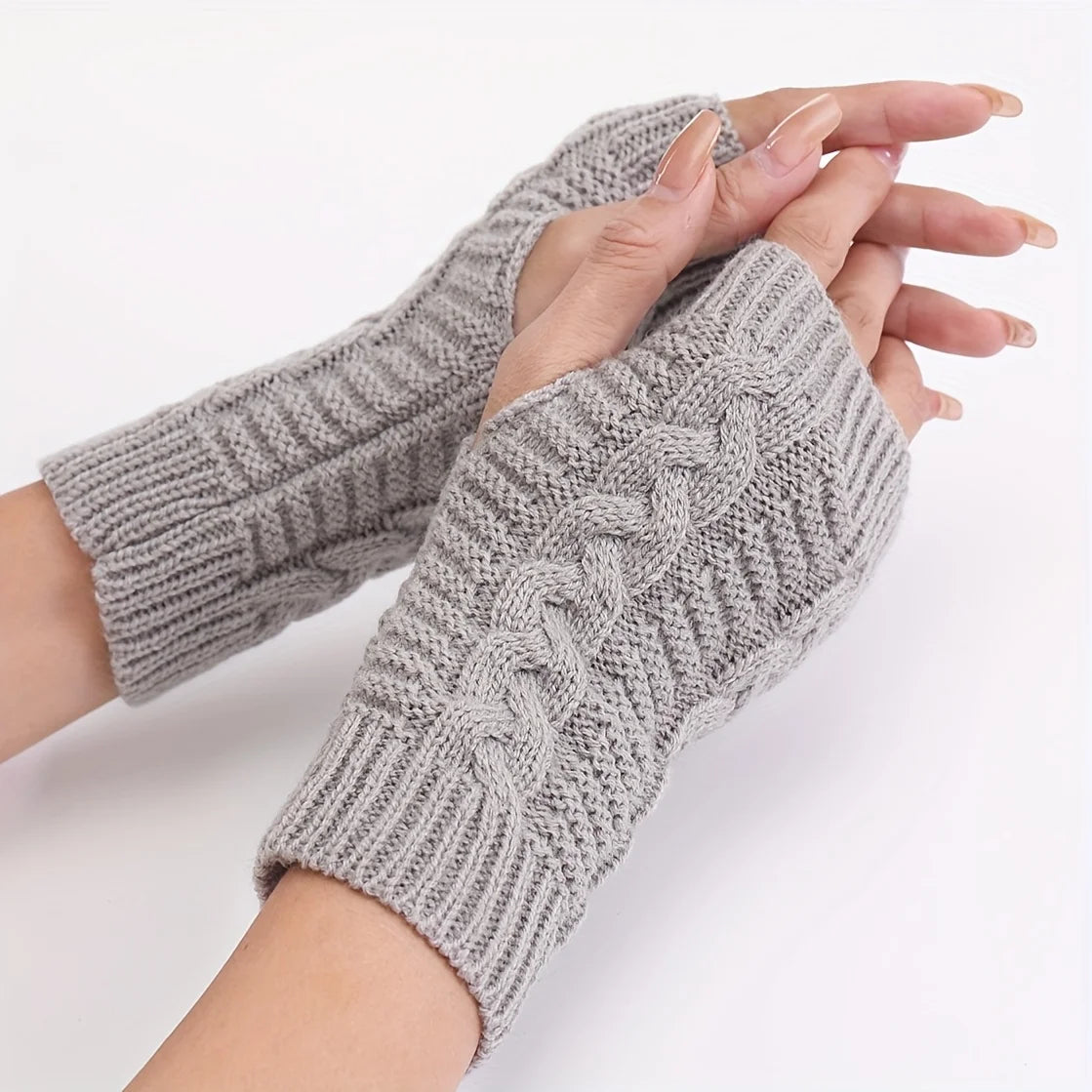 Gebreide Vingerloze Handschoenen Dames Winter Fleece Gevoerd Warm Zacht Touchscreen Wanten Handwarmers | Sulvida