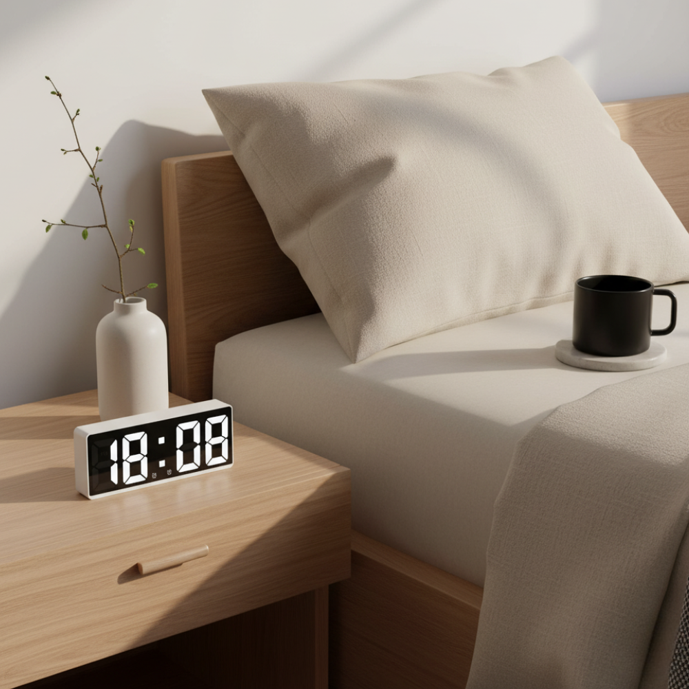 Digitale Wekker met LED Spiegel Display Tijd Datum Temperatuur Alarm Snooze Functie Slaapkamer Kantoor | Sulvida