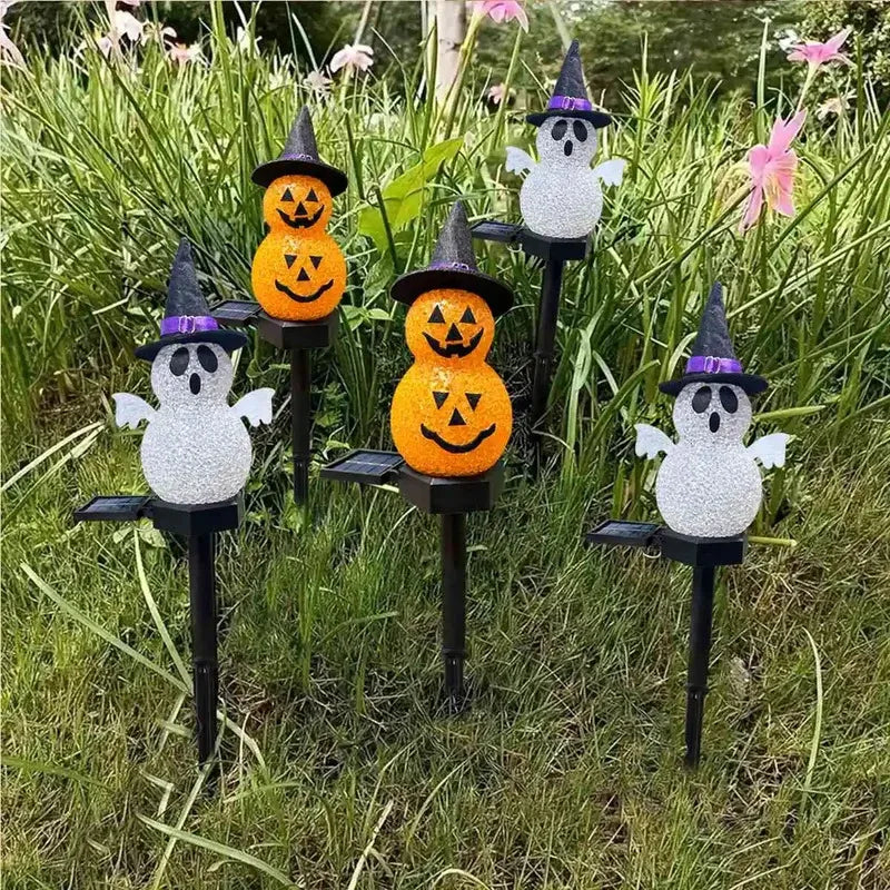 Zonne-energie Tuinlamp met 3D Pompoen en Spook – Decoratieve Padverlichting voor Tuin Terras en Pad Halloween | Sulvida
