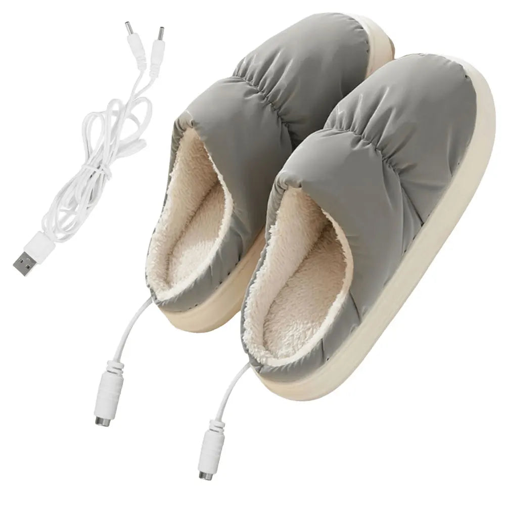 Verwarmde USB Pantoffels Elektrische Voetenwarmer Pluche Sloffen Huisschoenen Grijs Roze Rozerood Winter | Sulvida