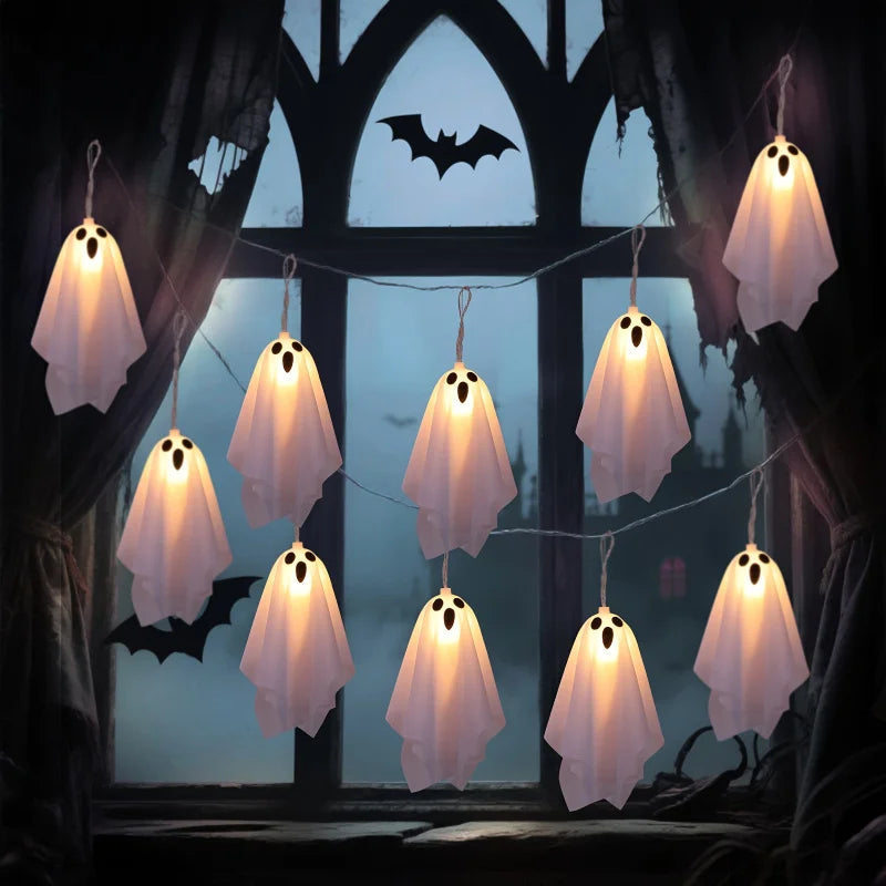 Spookjes Lichtsnoer LED met Zwevende Spoken – Griezelige Sfeerverlichting Halloween Decoratie Tuin Interieur | Sulvida
