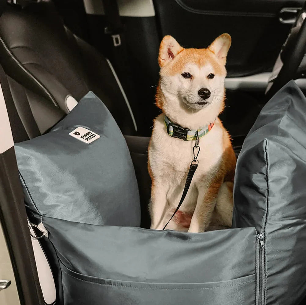Autostoel voor Honden Waterdicht met Zijkussens en Veiligheidsgordel Huisdier Autostoeltje Antraciet Olijfgroen | Sulvida