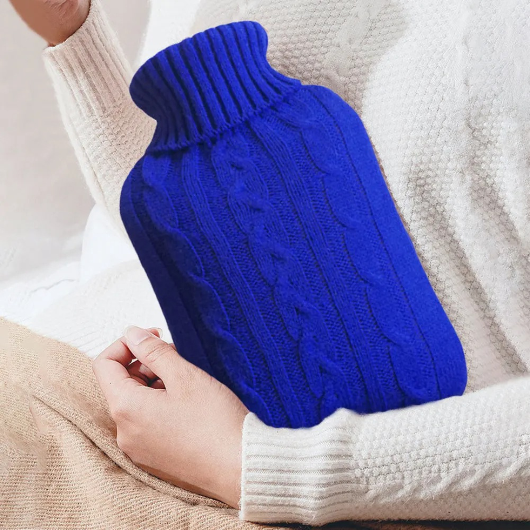 Warmwaterkruik 2 liter met zachte pluche hoes afneembaar comfortabel wol imitatiebont voor koude dagen | Sulvida