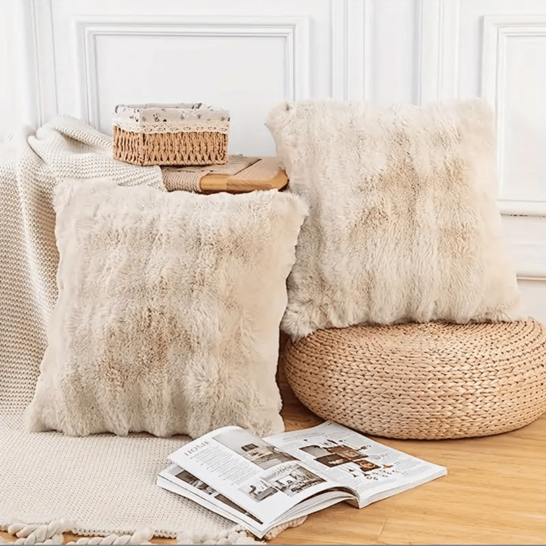 Kussenhoezen Nimbus Touch - Zachte Pluche Nepbont Kussenslopen Luxe Sierkussens Handgemaakt 43×43 cm Woonkamer | Sulvida