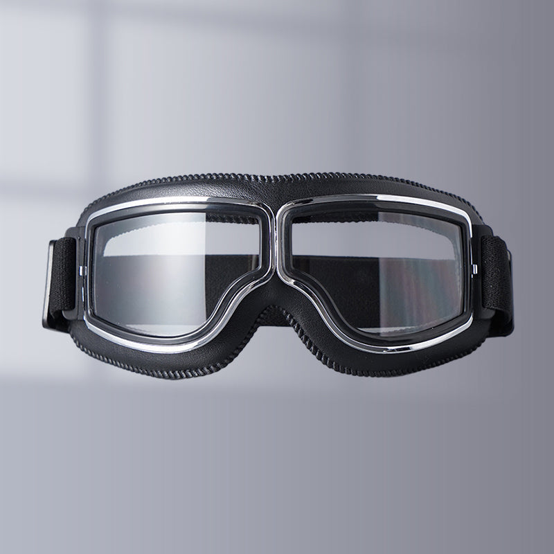 Motorgoggles Leer Vintage Aviator Over Bril Motorrijden Ski Bescherming UV Windscherm Verstelbaar Retro | Sulvida