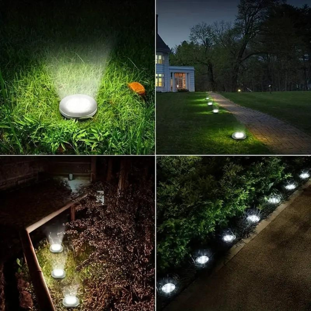 Grondspots op Zonne-Energie – LED Padverlichting voor Tuin Oprit Terras Automatisch – 8 LEDs Waterdicht IP65 | Sulvida