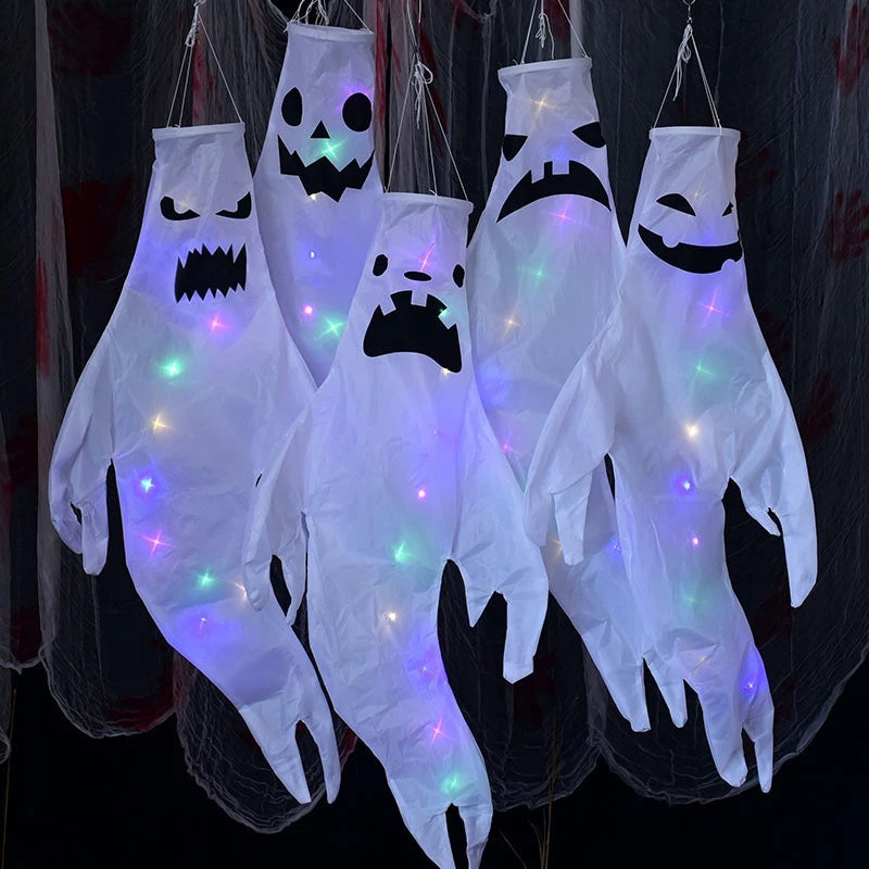 Spookwindzak met LED-verlichting Halloween Decoratie Tuin Buiten Binnen Hangend 130 cm Lichtgevend Griezel | Sulvida