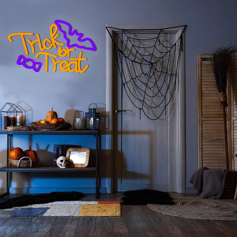 Neon Wandlamp Halloween LED Bord Vleermuis Tekst Glow Spookvol Sfeerverlichting Bar Gaming Decoratie Feest | Sulvida