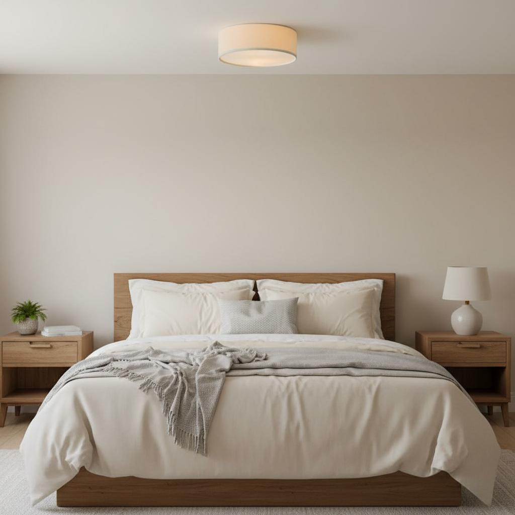 Plafondlamp Linnen Trommel Natuurlijk Textiel Warm Dimbaar Licht Stijlvol Design Slaapkamer Woonkamer Eetkamer | Sulvida