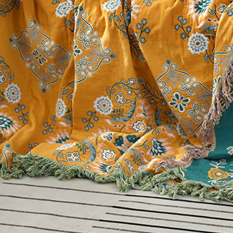 Omkeerbare Quilt met Bloemenpatroon Lichtgewicht Ademend Dekbed Dubbelzijdig Multifunctioneel 150x200 tot 230x250cm voor Alle Seizoenen | Sulvida