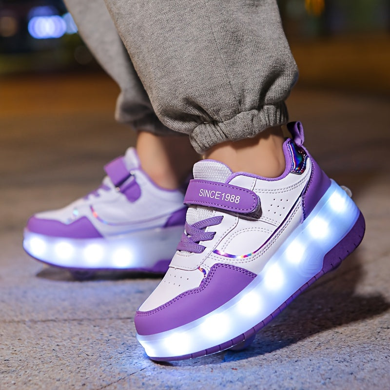 Kindersneakers met LED-Verlichting en Afneembare Wieltjes voor Bewegingsvrijheid en Actieve Spelende Kinderen | Sulvida