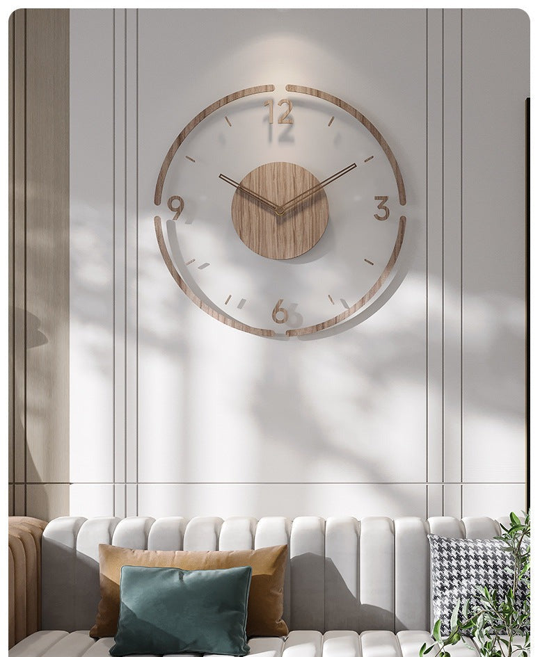 Houten Wandklok 35 cm Scandinavisch Design Stil Uurwerk Naturel Houtfinish Woonkamer Slaapkamer Decoratief | Sulvida