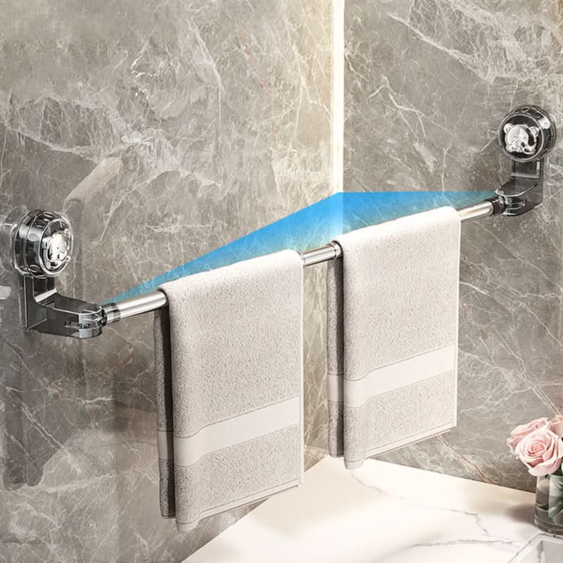 Porte-serviettes extensible sans perçage 30-60 cm, noir, blanc ou acier inoxydable, pivotant à 180°, autocollant, fixation murale pour salle de bains - Sulvida