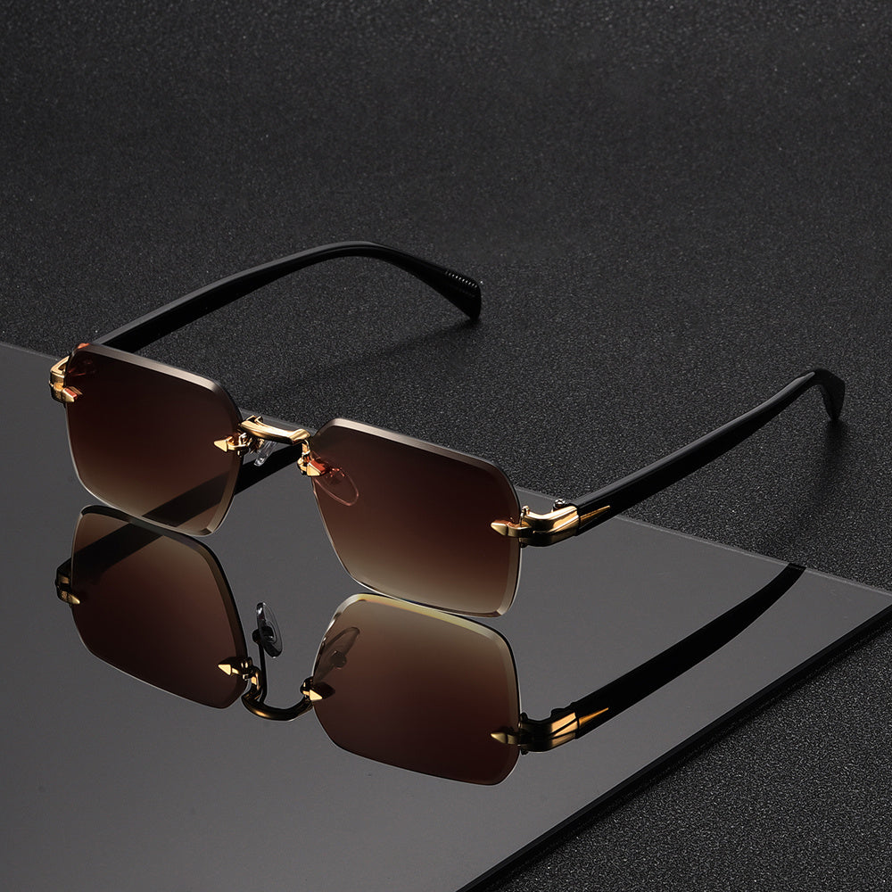 Herenleesbrille zonder montuur vierkant model licht metaal glas voor dagelijks gebruik helder zicht comfort | Sulvida