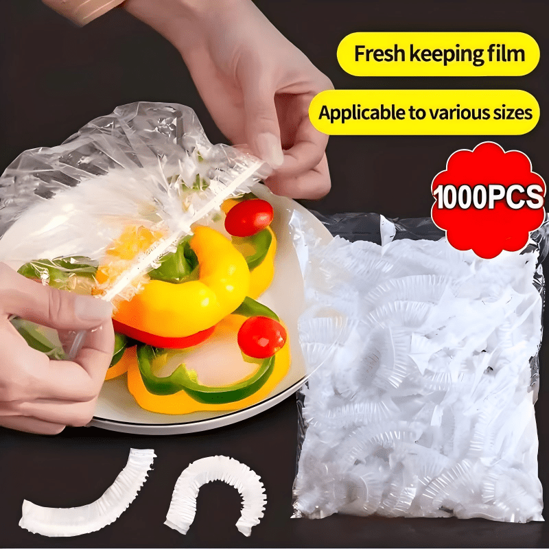 1000 couvre-bols élastiques réutilisables en PE, à cordon, transparents, pour conserver les aliments en cuisine | Sulvida
