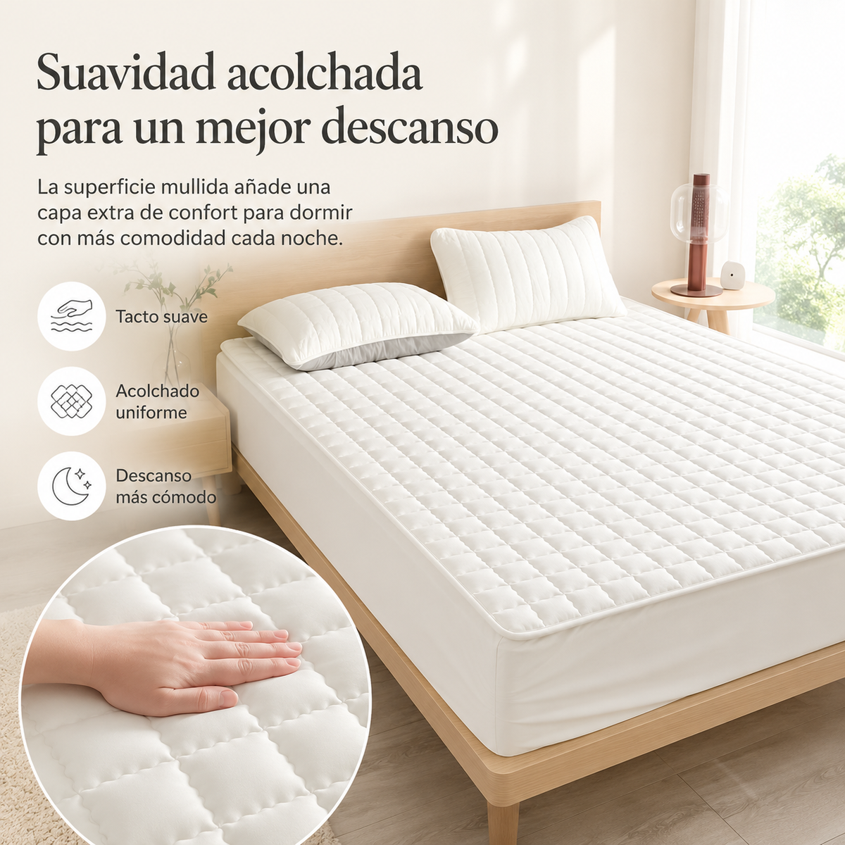 Waterdicht Matrasbeschermers Molton met Zachte Vulling 30 cm Hoog voor Eenpersoonsbed Tweepersoonsbed | Sulvida