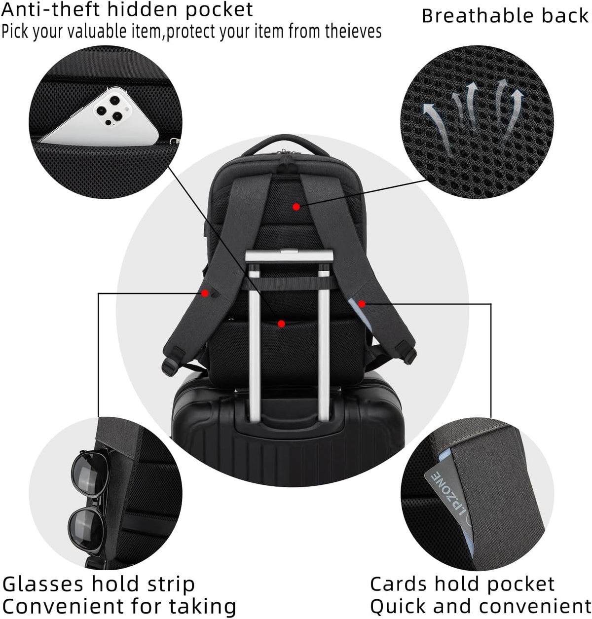 Reis Laptoptas met USB-Lader en Anti-Diefstal Vak Waterafstotend Polyester voor 13 tot 17 Inch Laptop | Sulvida
