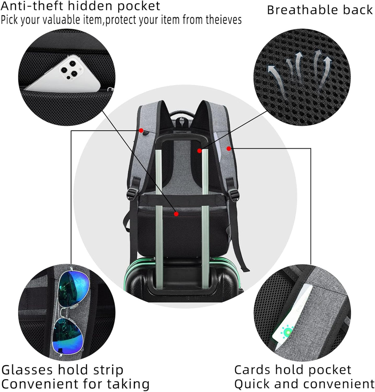 Reis Laptoptas met USB-Lader en Anti-Diefstal Vak Waterafstotend Polyester voor 13 tot 17 Inch Laptop | Sulvida