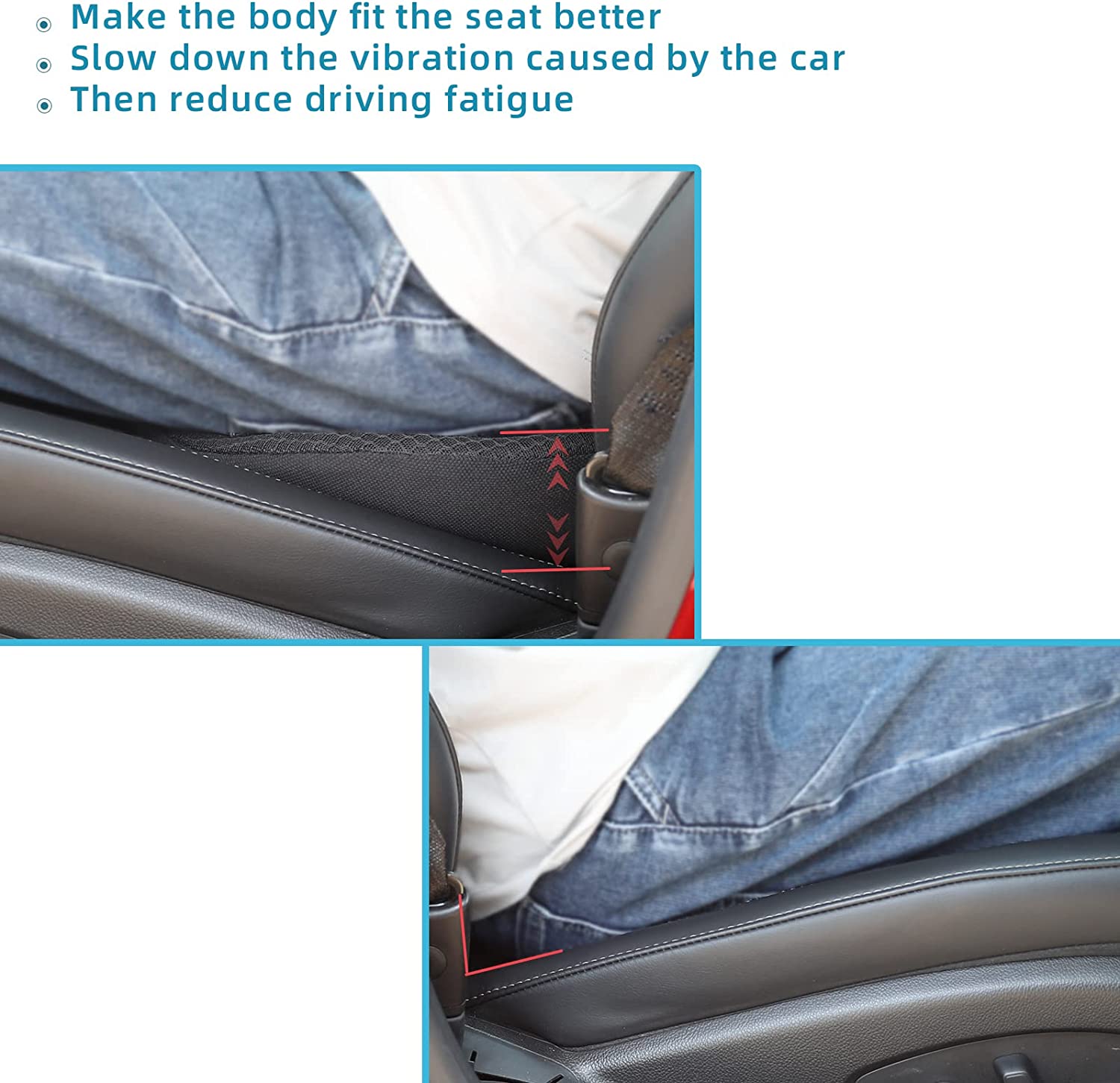 Autostoelkussen voor Kortere Bestuurders – Verhoogkussen met Memory Foam – Ergonomische Zitverhoger voor Auto – Comfort & Rugondersteuning | Sulvida
