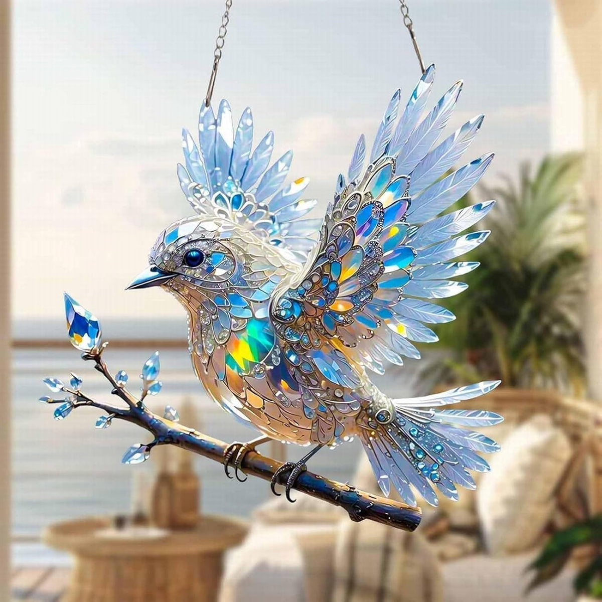 Acryl Vogel Raamdecoratie Transparant Lichtspel Venster Hangdecoratie Prisma Effect Figuurtje 2D Zonlicht | Sulvida