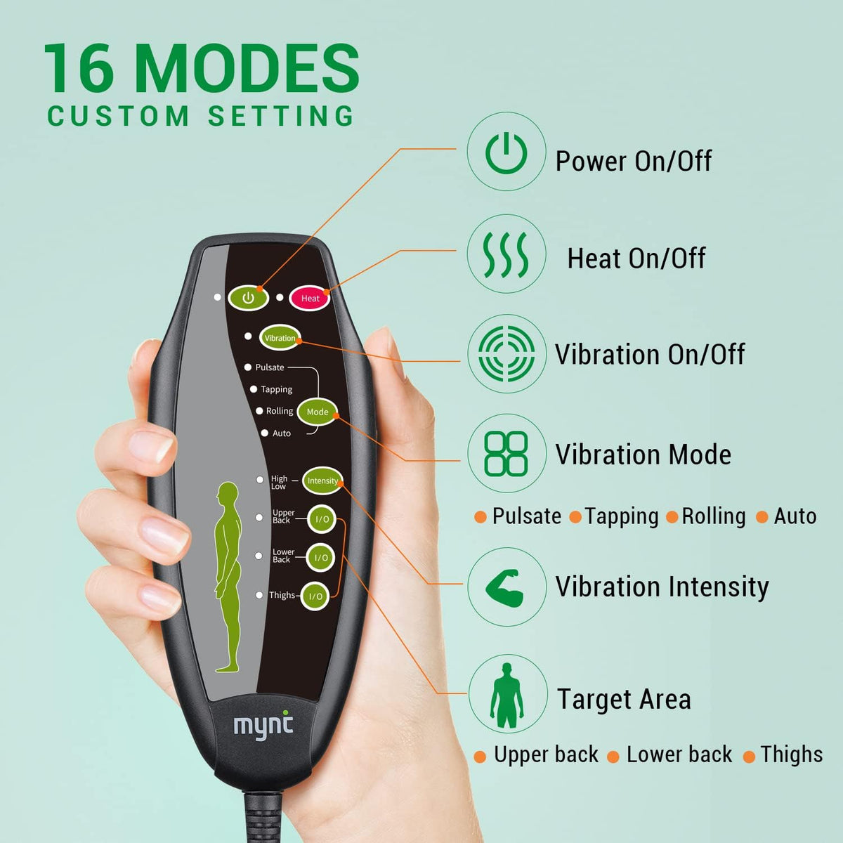 Massagekussen met Warmtefunctie voor Stoel & Auto | 8 Trilpunten Rug & Dijen Massage | Ontspanning Thuis | Sulvida