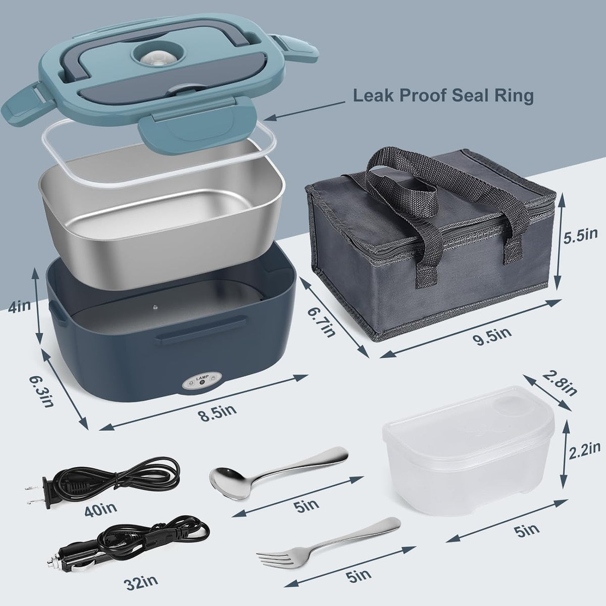 Elektrische Lunchbox met Verwarmingsfunctie voor Werk & Onderweg 1,5L Capaciteit Warme Maaltijden Voedselcontainer | Sulvida
