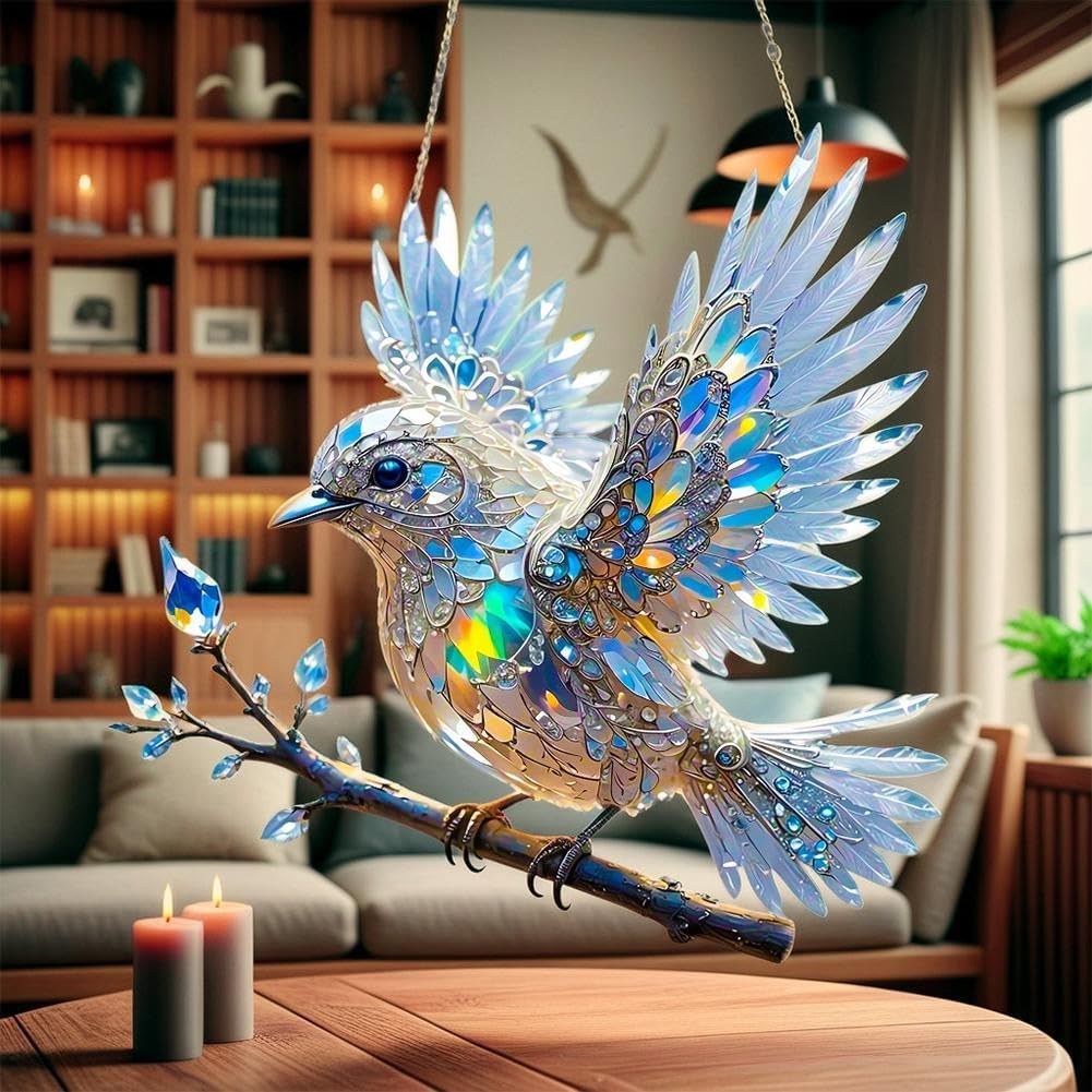 Acryl Vogel Raamdecoratie Transparant Lichtspel Venster Hangdecoratie Prisma Effect Figuurtje 2D Zonlicht | Sulvida