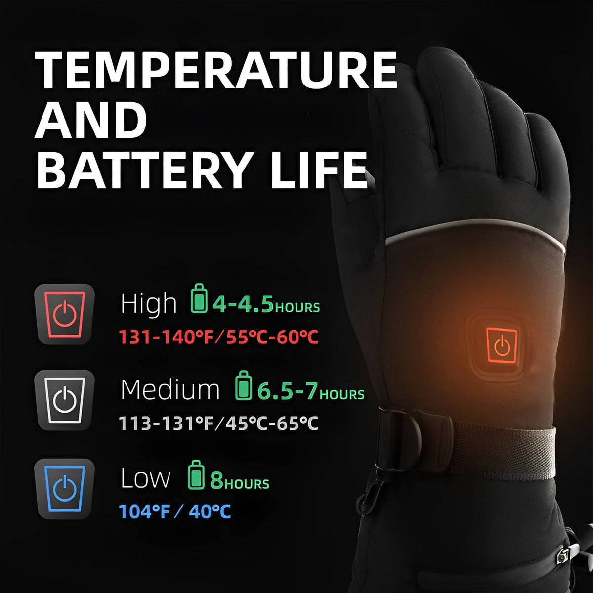 Verwarmde Handschoenen Unisex 3 Warmtestanden Touchscreen Winterhandschoenen Outdoor Sport Skiën Fietsen | Sulvida