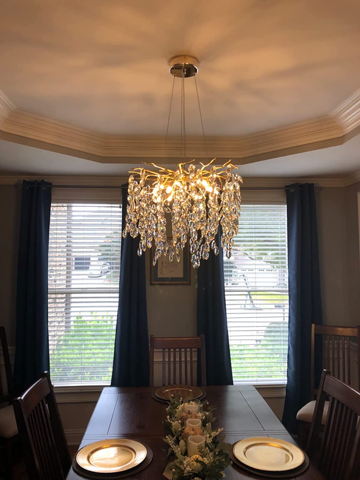 Kristallen kroonluchter met takkendesign – aluminium armatuur – LED G9 lampen – 6 tot 14 lichtpunten woonkamer | Sulvida