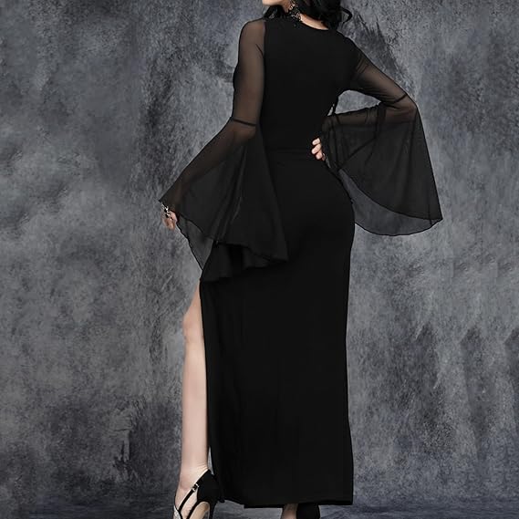 Mesh Crop Top Zwart met Vleermouwen – Gothic Stijl voor Dames Feestkleding Casual Streetwear Party Outfit | Sulvida