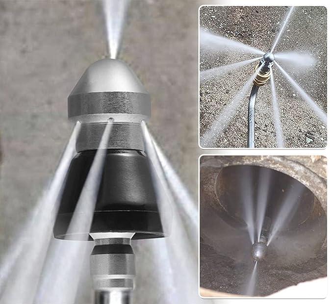 Hogedrukreinigingsnozzle voor Afvoer en Riool Professioneel Sproeierstuk Roterende Waterstraal Tuinslang | Sulvida