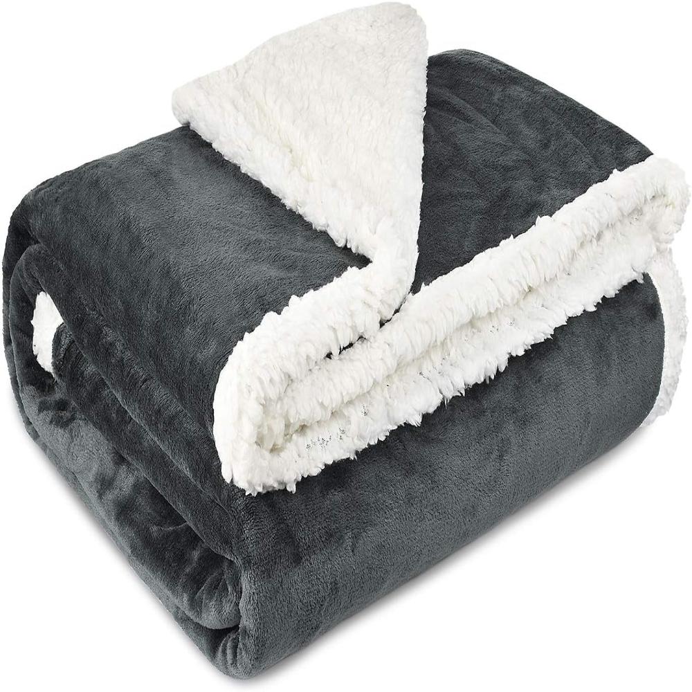 Dubbelzijdige Fleecepled met Velours en Sherpa 127x152 cm Warmte Luxe Woonplaid Decoratief Deken Bank Sofa | Sulvida