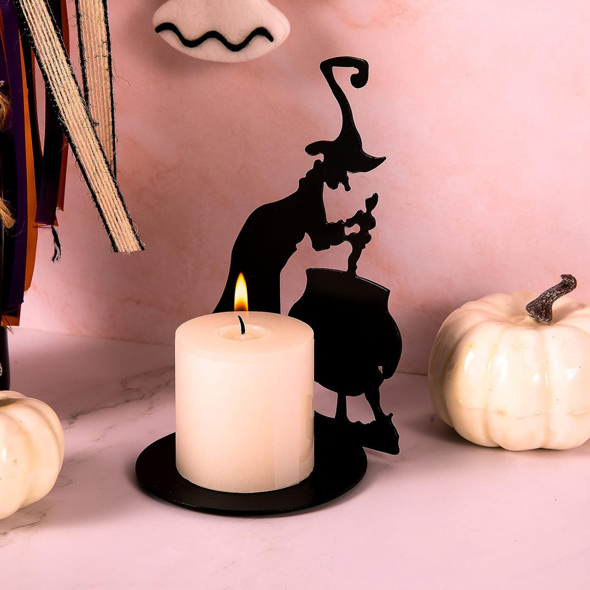 Houten Halloween Heks met Kat Figuur – Decoratieve Apotheek Ornament Herfstdecoratie voor Feestelijke Sfeer | Sulvida