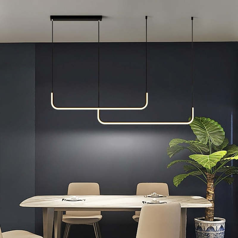 Lineaire LED Hanglamp Dubbel Frame Metaal Siliconen Dimbaar Modern Design Woonkamer Eetkamer Kantoor | Sulvida