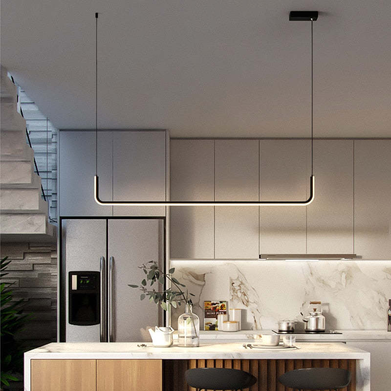 Lineaire LED Hanglamp Dubbel Frame Metaal Siliconen Dimbaar Modern Design Woonkamer Eetkamer Kantoor | Sulvida