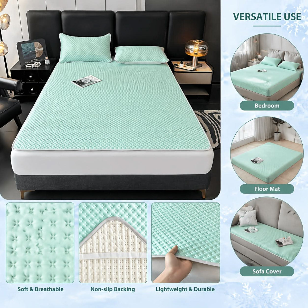 Surmatelas rafraîchissant pliable pour lit simple et double, confort de sommeil en été, respirant et frais | Sulvida