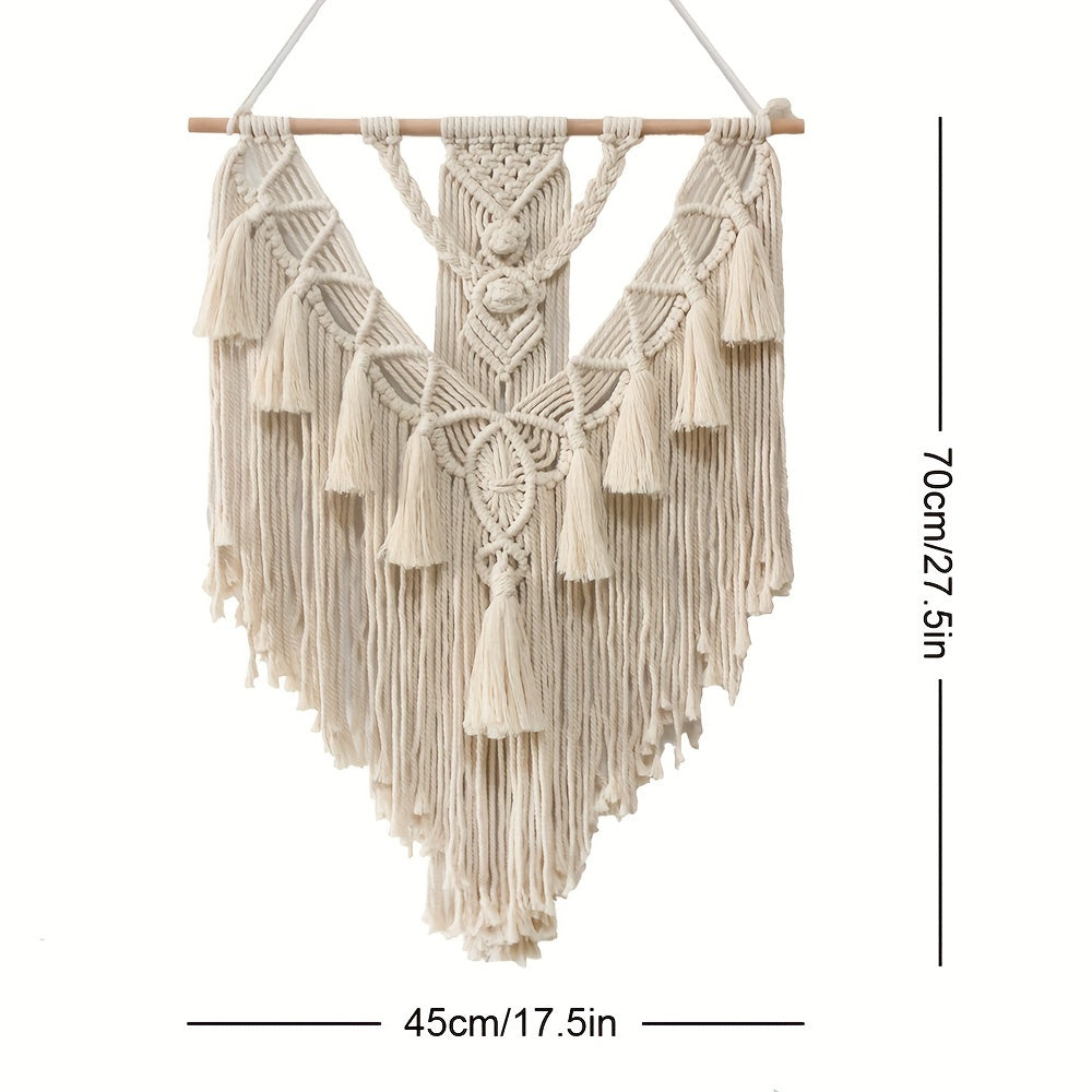 Handgeweven Wandkleed 70×45cm Bohemian Macramé Natuurvezel Huisdecoratie Wandhanger Slaapkamer Woonkamer | Sulvida