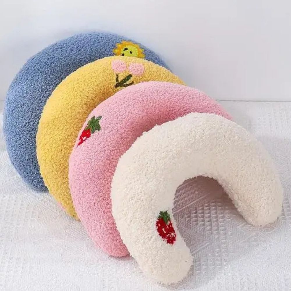 Rustgevend Huisdierkussen U-Vorm Steun Zachte Bekleding Hond Kat Beige Grijs Roze Comfortabel Rustplek Bed | Sulvida