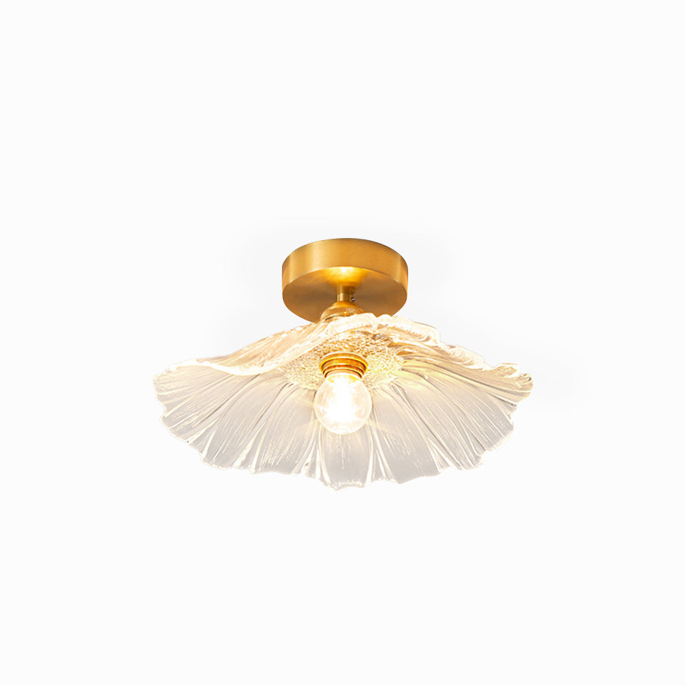 Glazen Hanglamp Bloem met Messing Details Plafondlamp Eetkamer Slaapkamer Woonkamer Retro Verlichting | Sulvida