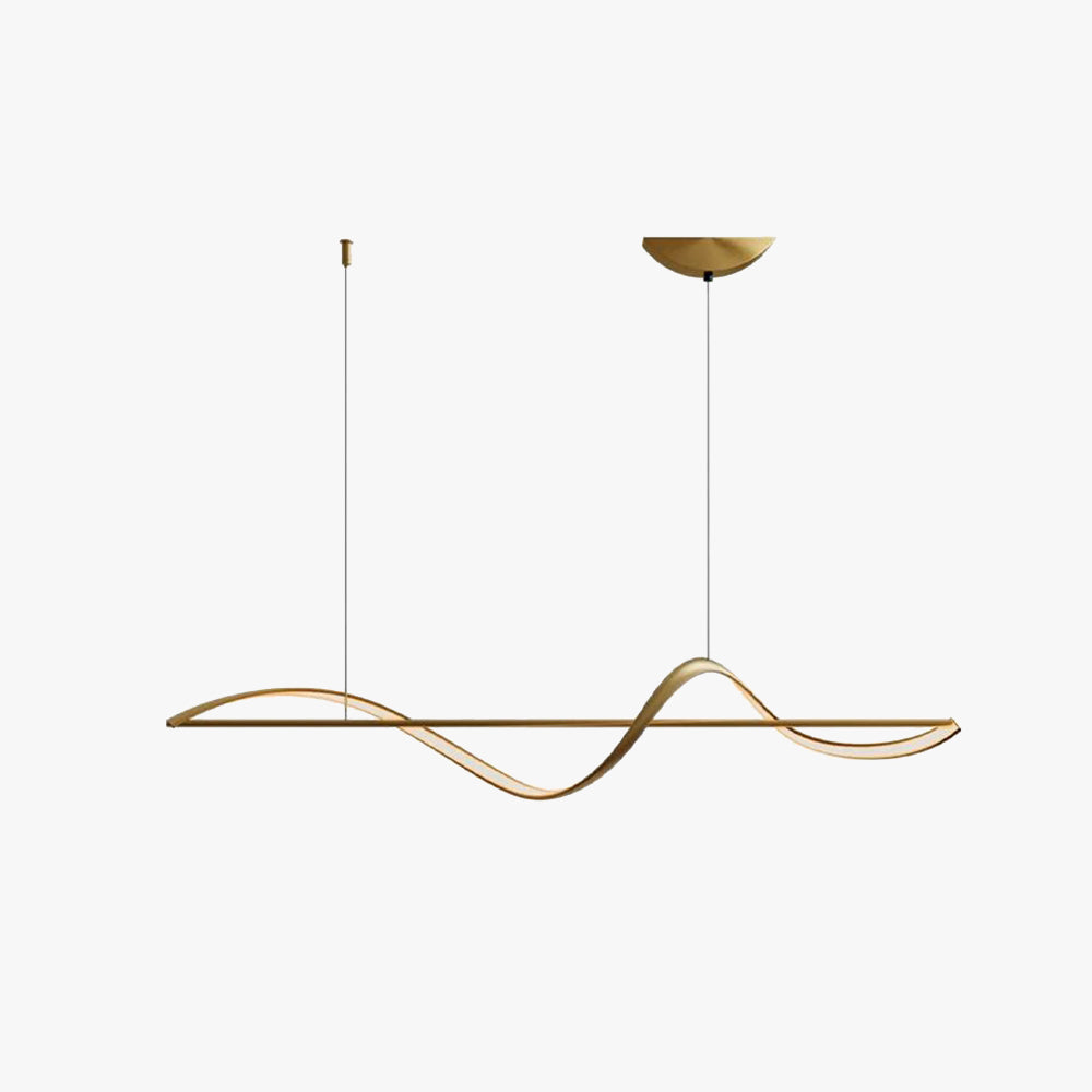 Hanglamp Golfvorm Metaal Messing & Zwart Dimbaar LED Slaapkamer Woonkamer Minimalistische Verlichting | Sulvida
