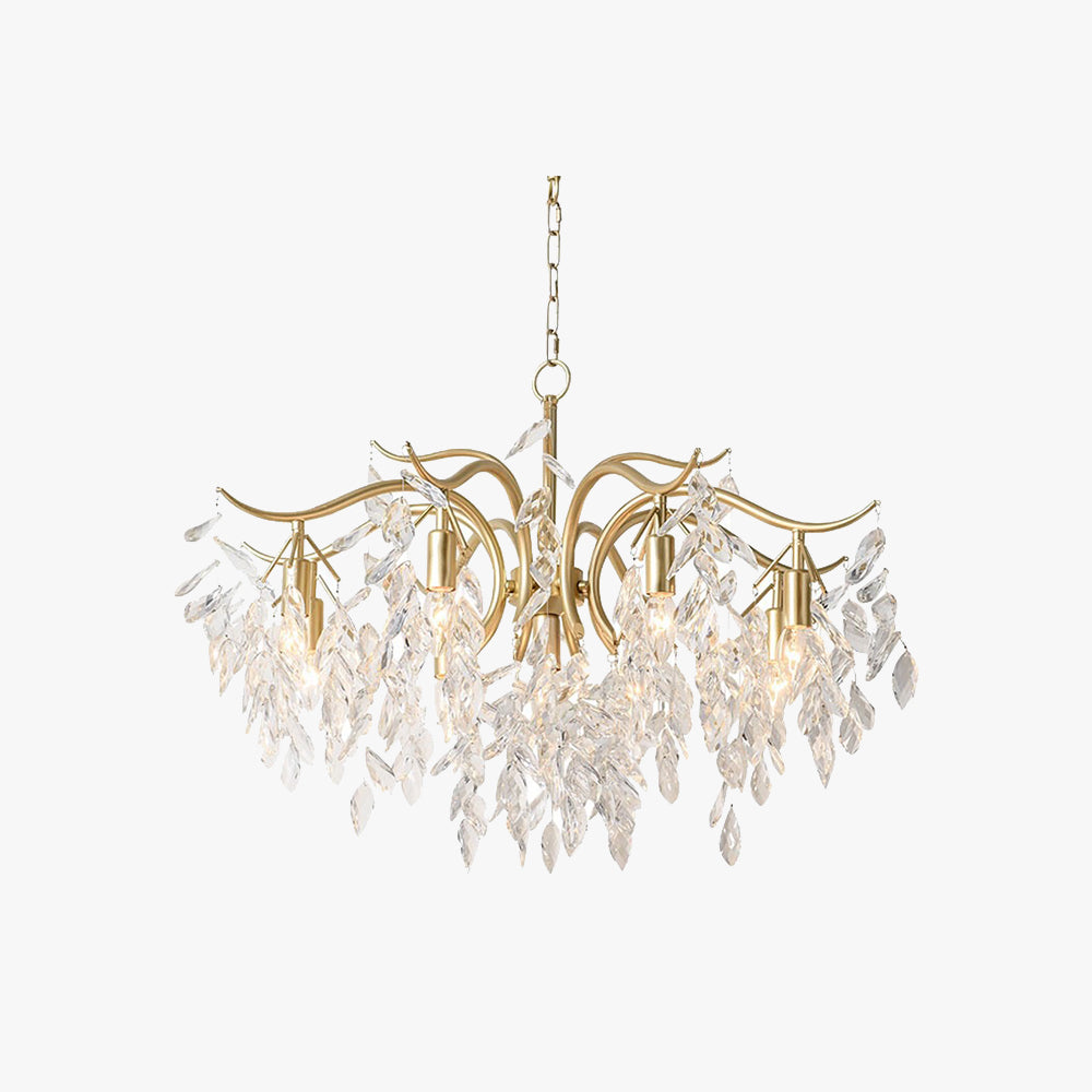 Kristallen Hanglamp Bloemvorm LED Verlichting Eetkamer Modern Luxe Kroonluchter Zwart Goud Design Woonkamer | Sulvida