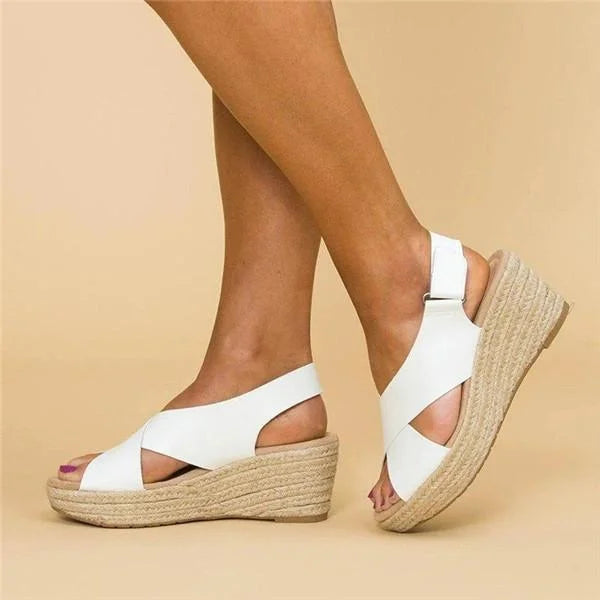 Dames espadrilles met sleehak comfort voetsteun lichte zomer schoenen elastisch plateau sleehak casual | Sulvida