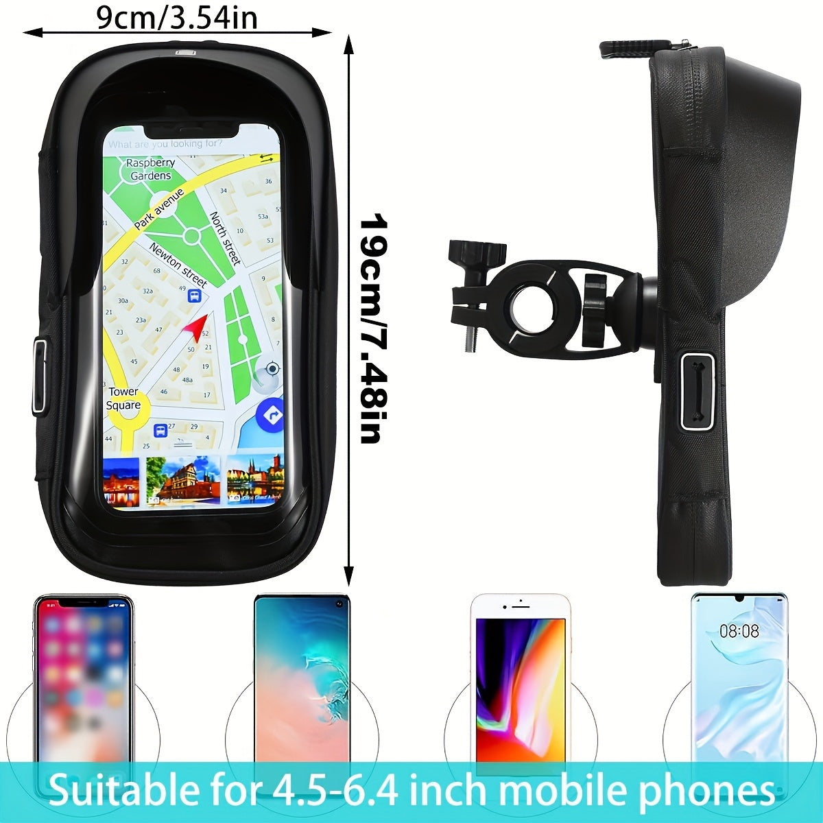 Waterdichte Telefoonhouder voor Fiets en Motor met 360° Draaibare Montage en Transparante Beschermhoes voor Smartphones | Sulvida