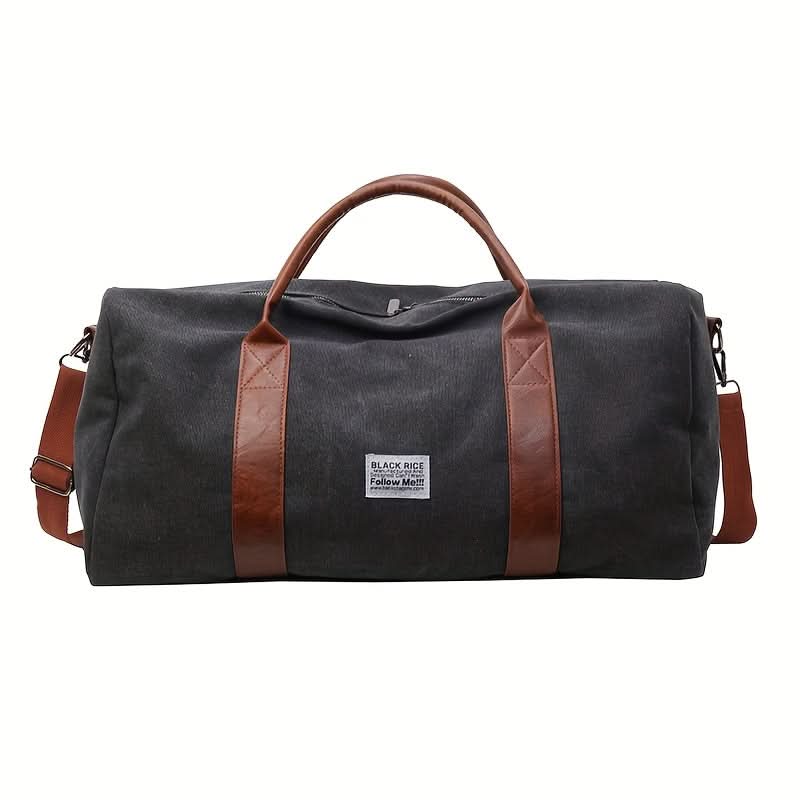 Sac de week-end vintage avec bandoulière renforcée et plusieurs compartiments, sac de voyage en toile 50 cm, vert, noir, kaki | Sulvida