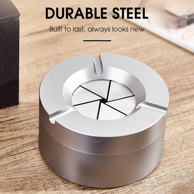 Cendrier en acier inoxydable avec couvercle rotatif à 360°, sans odeur, à poser sur une table, pour voiture, maison, bureau, terrasse, intérieur et extérieur | Sulvida