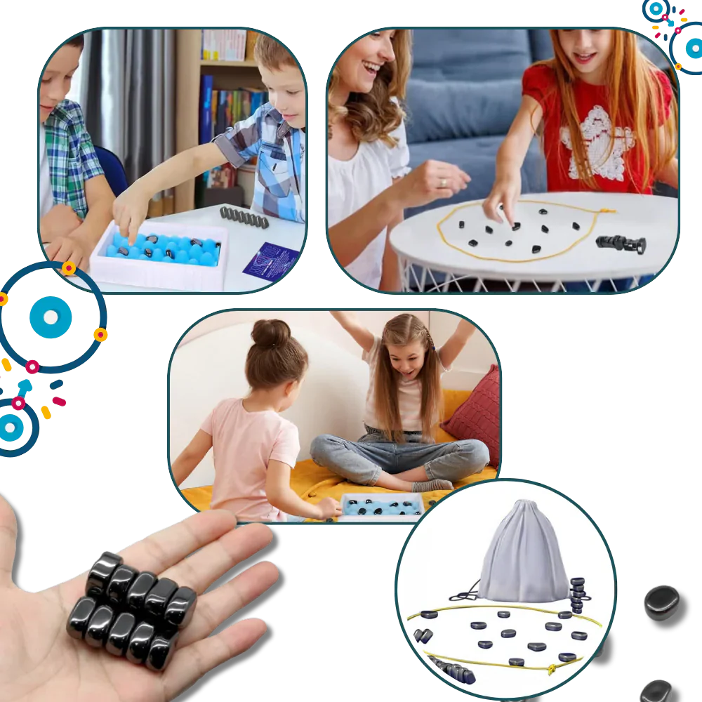 Magnetisch Schaken en Tactisch Bordspel voor Familie en Vrienden — 20 Magneten, Touw en Opbergtas | Sulvida