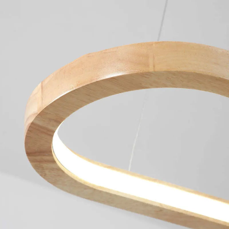 Ovale Hanglamp Hout Acrylic LED Dimbaar Eetkamer Woonkamer Keuken Moderne Scandinavische Verlichting | Sulvida