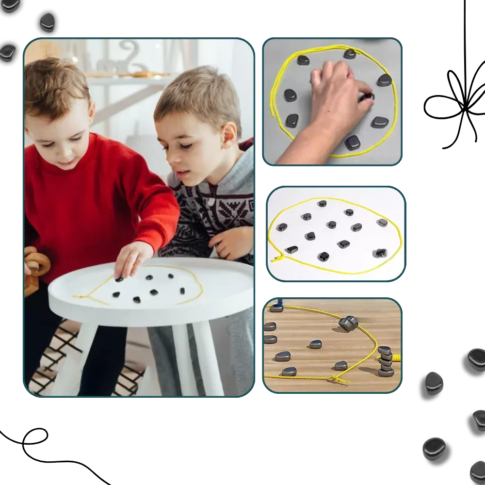Magnetisch Schaken en Tactisch Bordspel voor Familie en Vrienden — 20 Magneten, Touw en Opbergtas | Sulvida