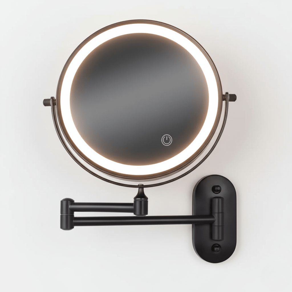 Vergrotende Make-upspiegel met LED-verlichting Dimbaar Oplaadbaar Chroom Zwart Beauty Cosmetica Badkamer | Sulvida